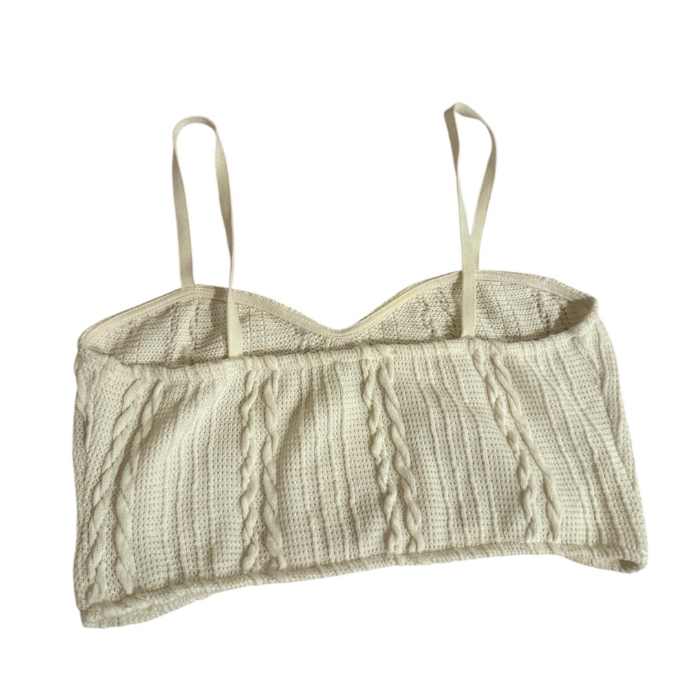 Zara off-white/cream sweetheart neck crop top size large - Picture 5 of 6